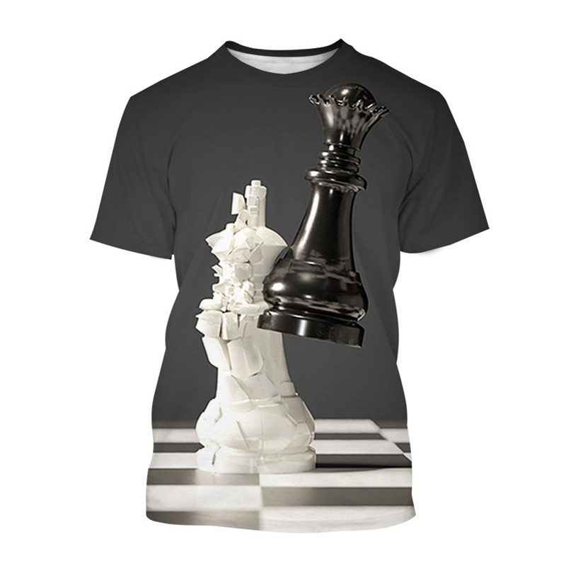 3D Printing Chess - Футболка мужская с 3D-принтом шахматы, модная