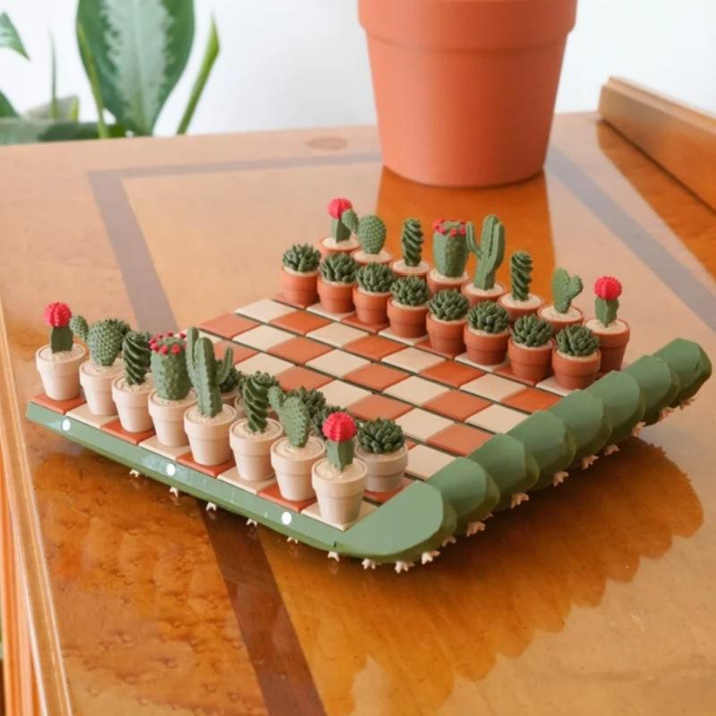 Шахматный набор в виде кактуса – обзор и цена 3D Printing Chess